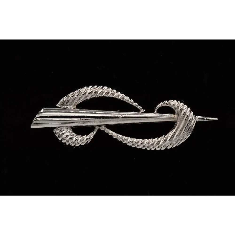 MJ Ent Vintage Deco Pin Brooch Silver Chunky Abstract Signed 1980s 9B